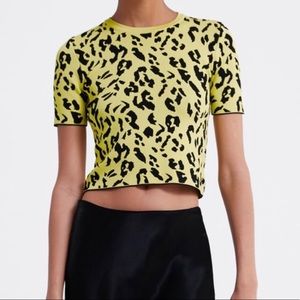 NWOT Zara Neon Leopard Top